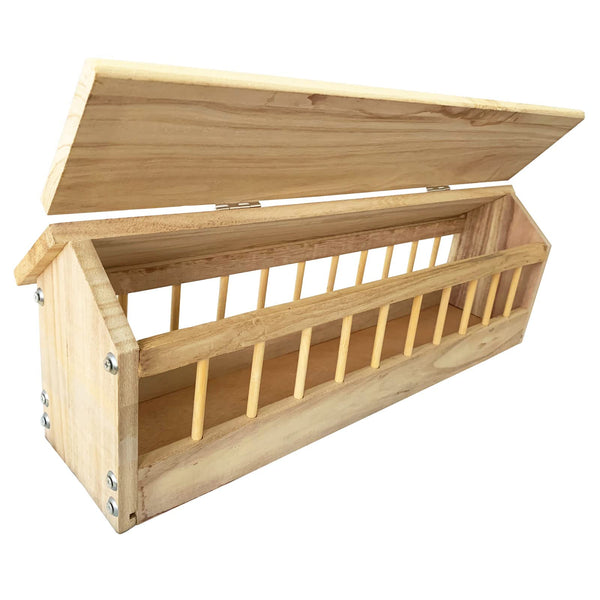 Wooden pigeon feeder